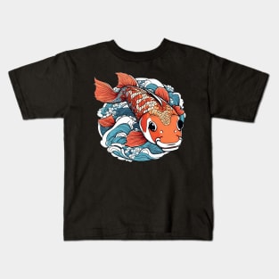 Japanese Koi Fish Design Asian Aesthetic Lover Carp Kids T-Shirt